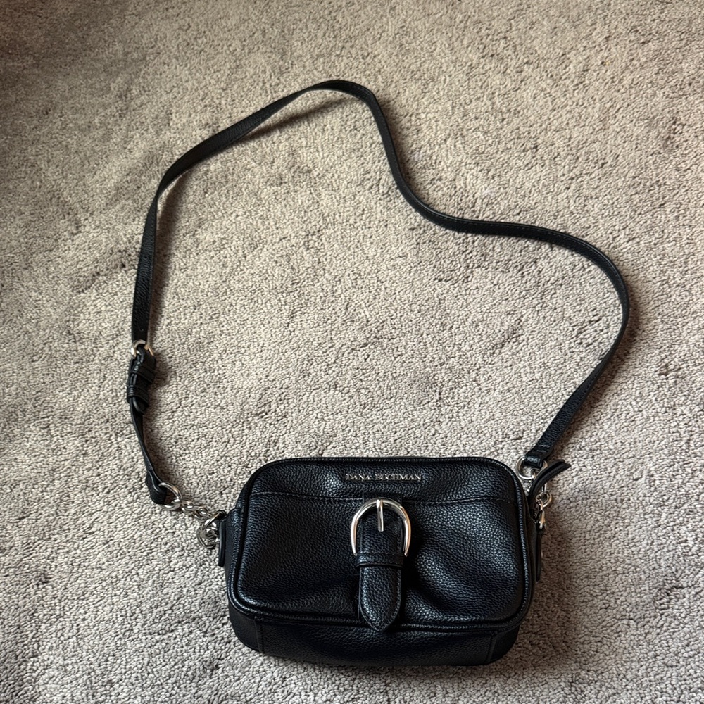Dana Buchman Black Mini Crossbody Bag Silver Buckle Compact Shoulder Purse